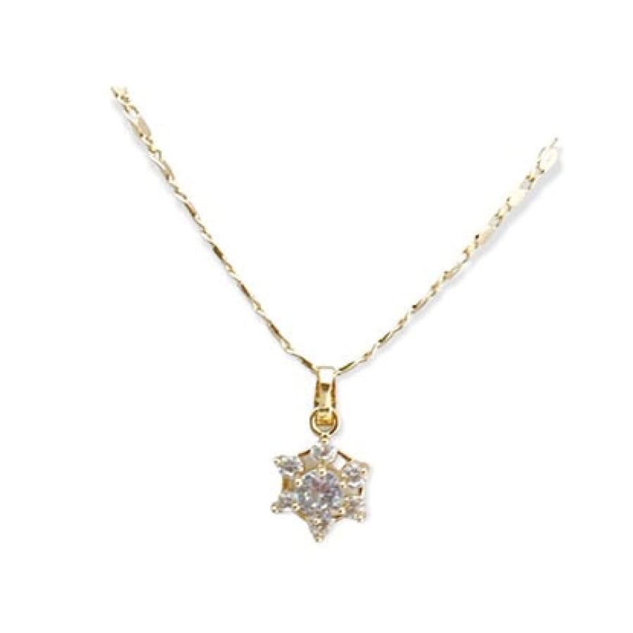 Iza hexagon clear stones pendant necklace in 18k of gold plated