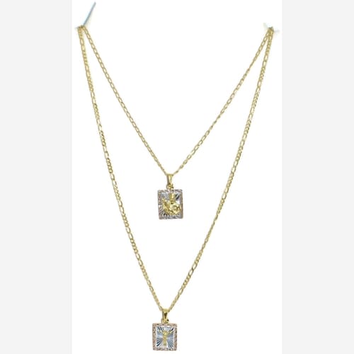 Square tri-color pendant gold-filled – Raf Rossi Gold Plated