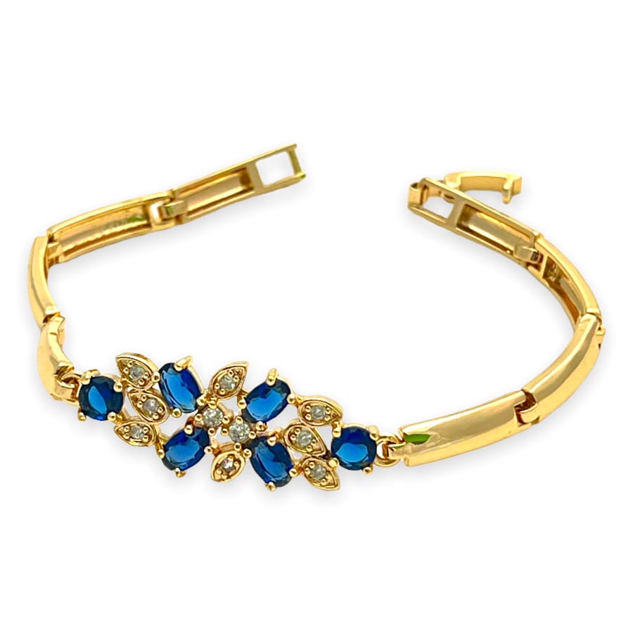 Royal blue with clear cristals bracelet in 18kts of gold plated