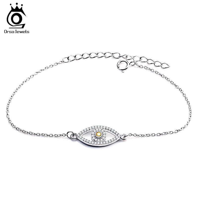 Silver plated cz eye bracelet