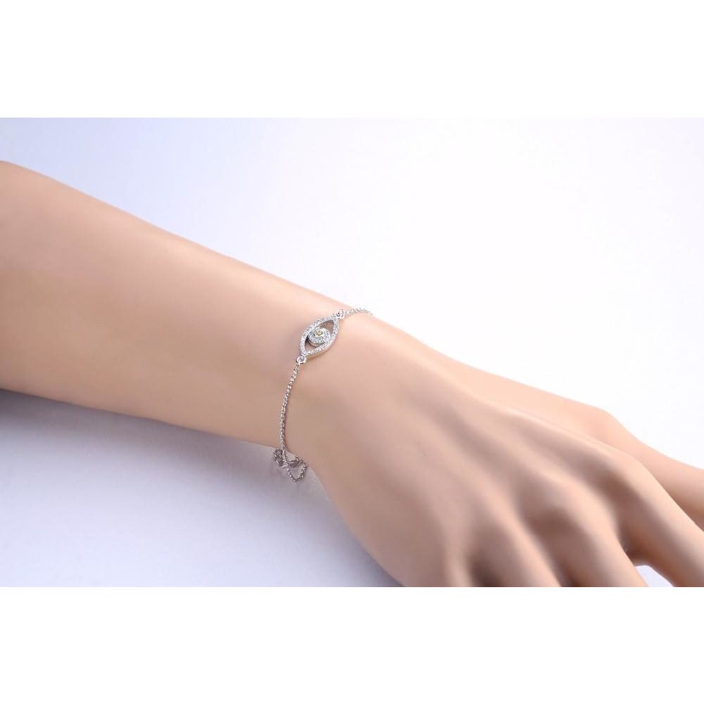 Silver plated cz eye bracelet