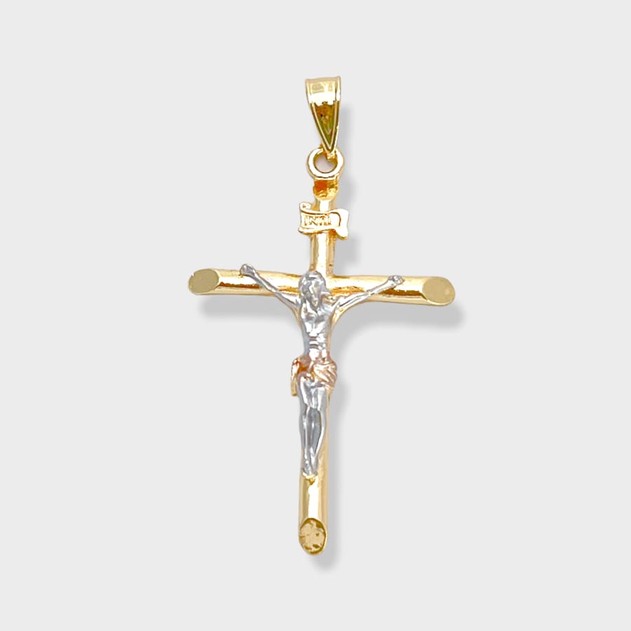 Olympic christ pendant square tri-color pendant gold-filled – Raf Rossi  Gold Plated
