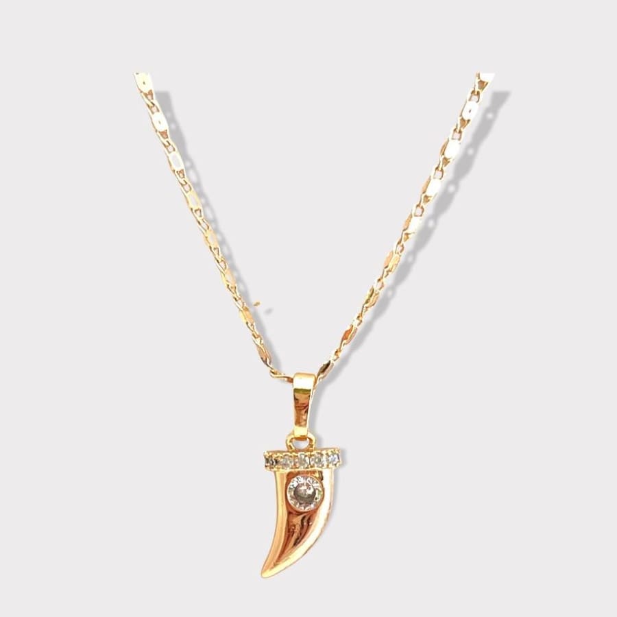 Tiger Tooth CZ Pendant Necklace