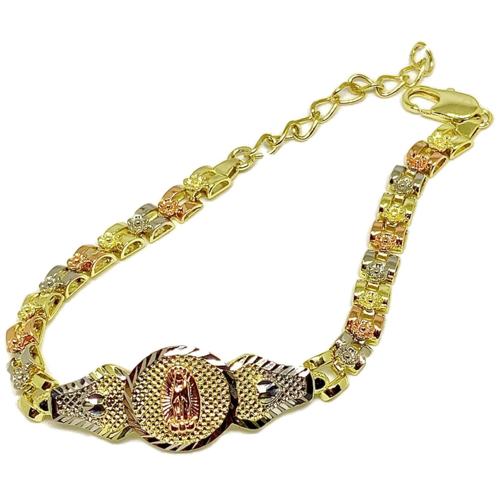 Virgin guadalupe id tricolor bracelet 18k of gold plated