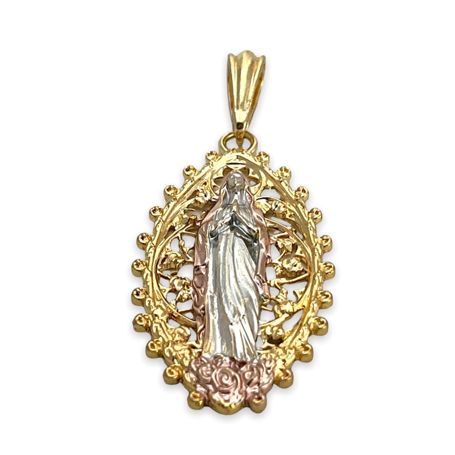 Virgin Oval Shape Tricolor Pendant 8kts of Gold Plated