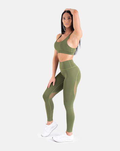 olive green mesh leggings