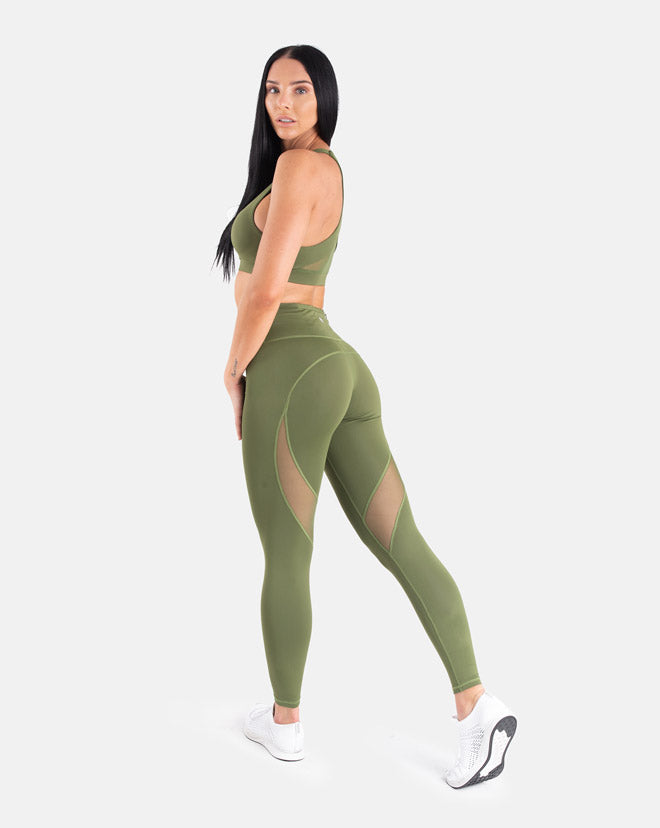 olive green mesh leggings