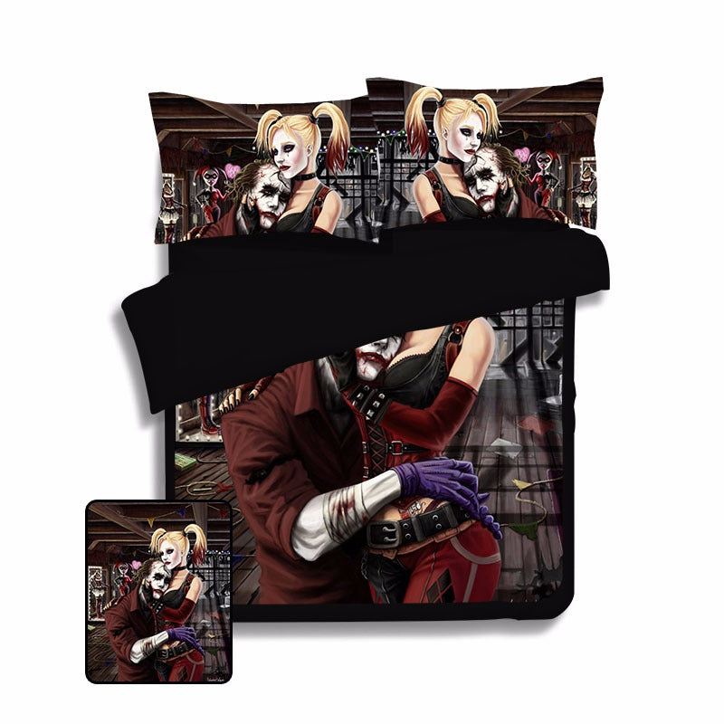 joker harley quinn lovers bed set