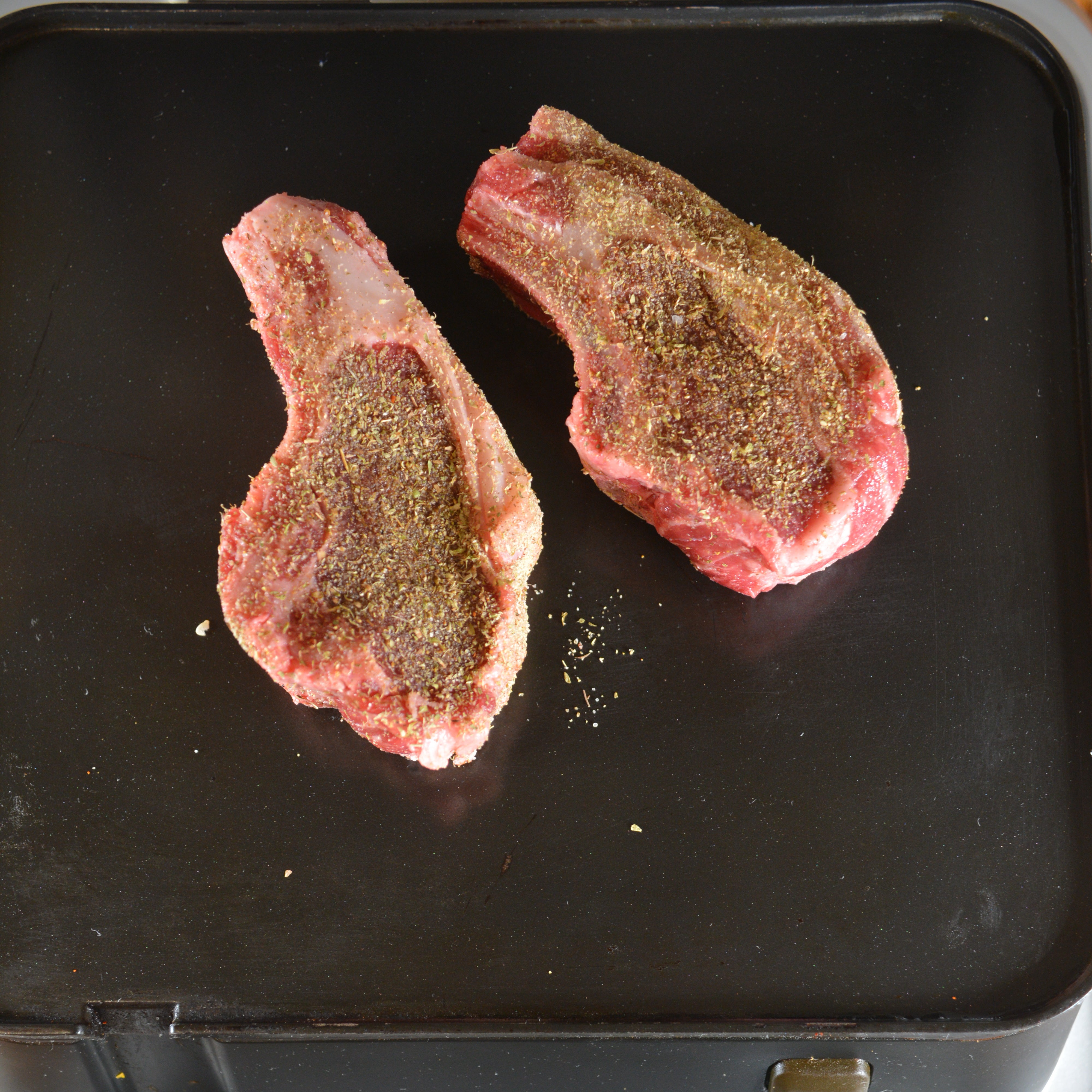 White Oak Lamb chops on Cinder grill cooked to precision