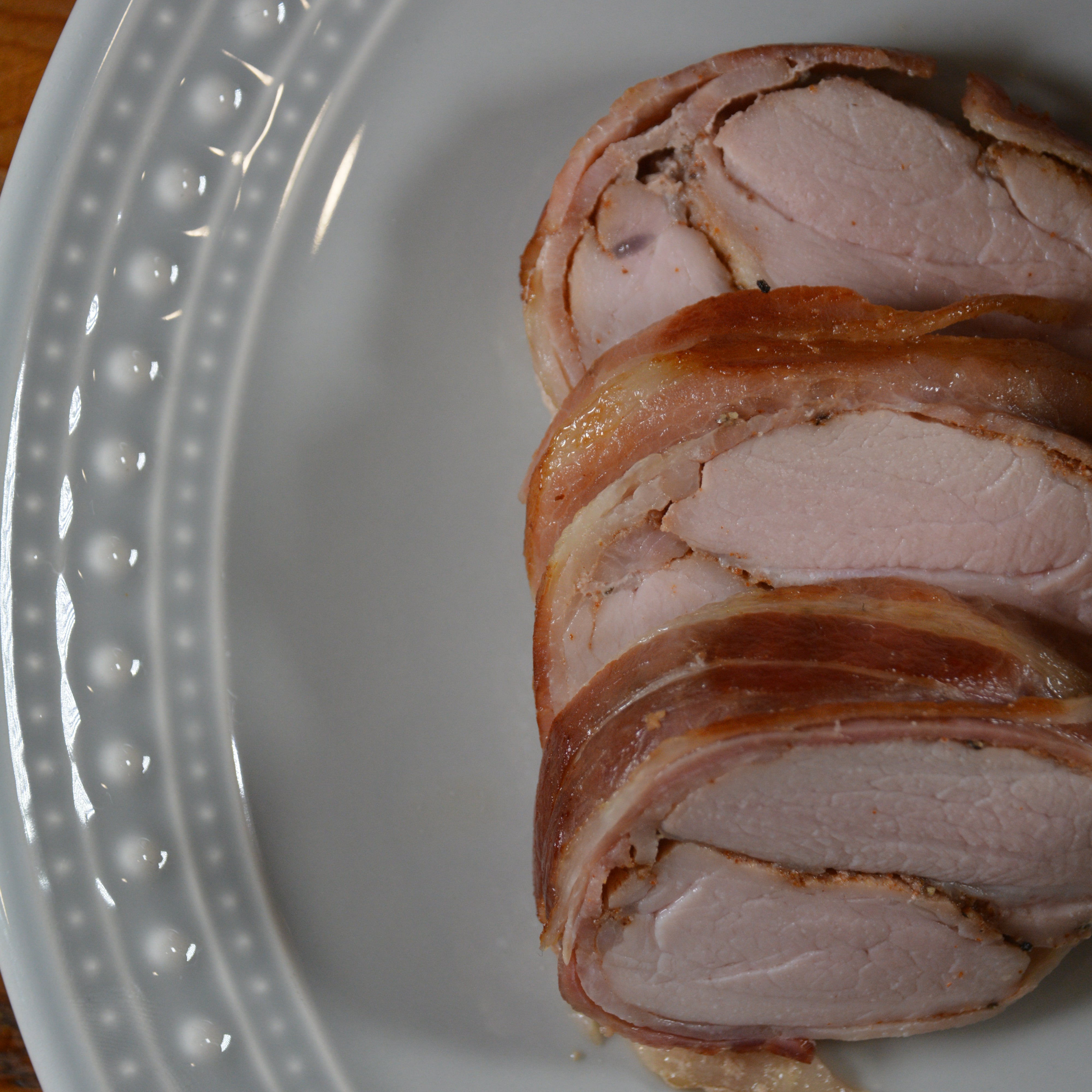 Pork Tenderloin Wrapped in Bacon cooked on cinder grill precision indoor grill