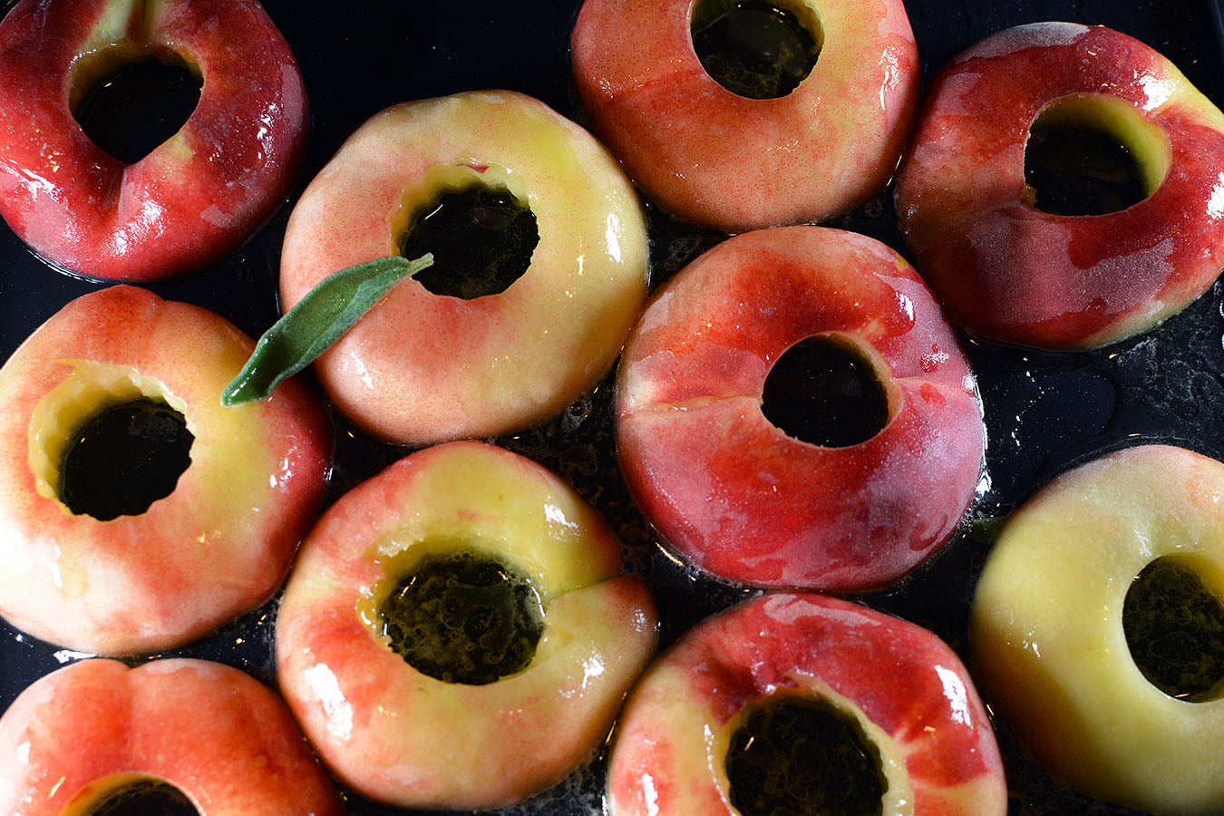 Doughnut peach almond cake made on Cinder grill indoor precision cook 