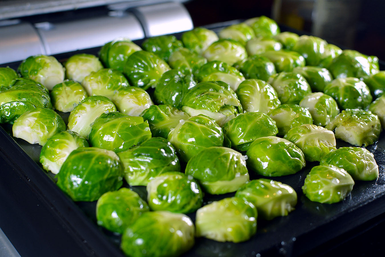 Roasted Brussels Sprouts with Lemon, Parsley and Olive Oil perfect on cinder grill  indoor precision cooker 