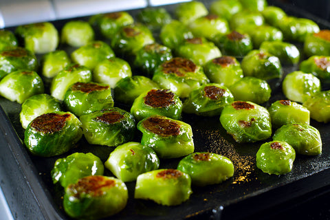 Brussels Sprouts roasted to tender crispy perfection on the Cinder Grill