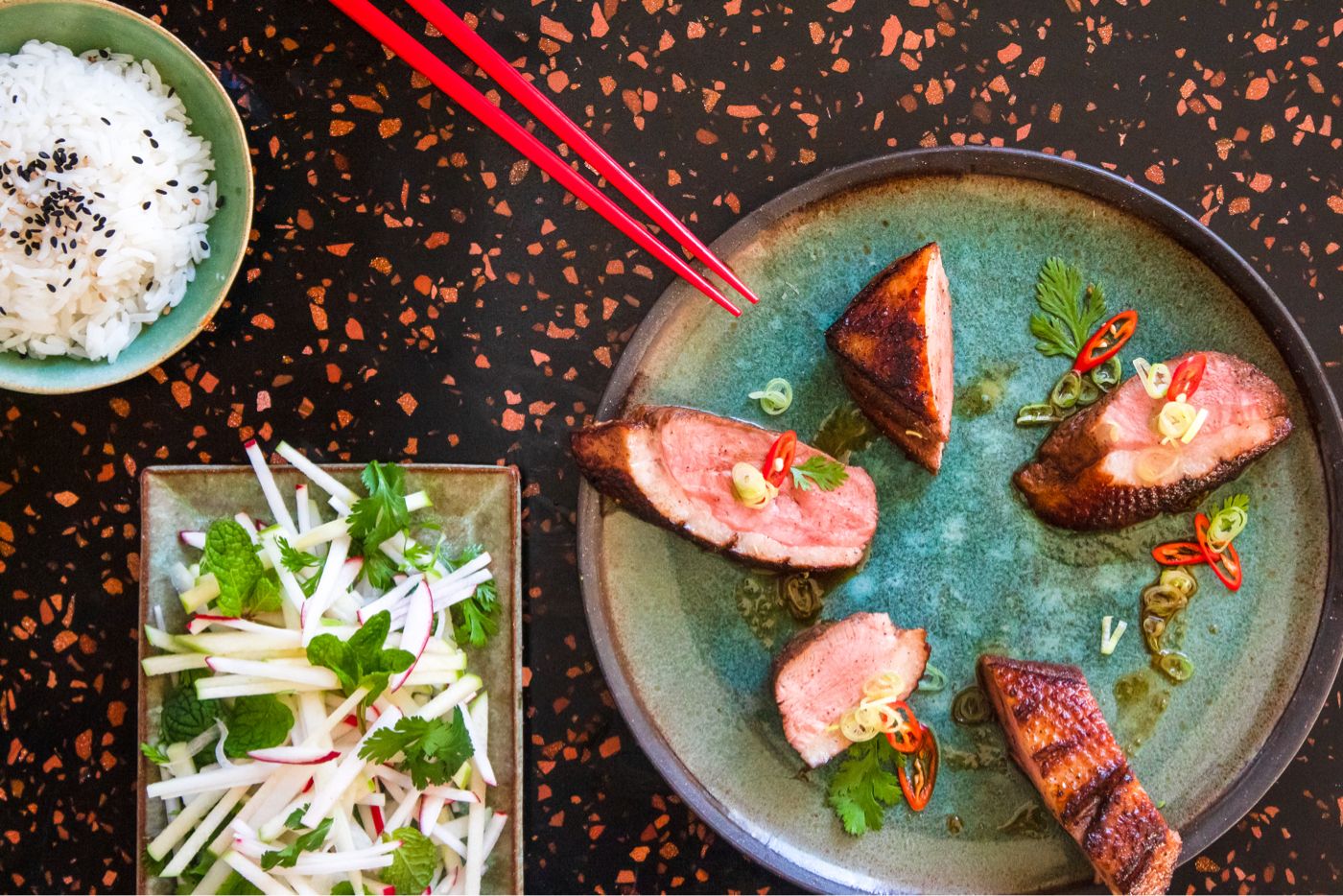 Cinder Recipe Duck Breast Crispy Skin Apple Kohlrabi Slaw