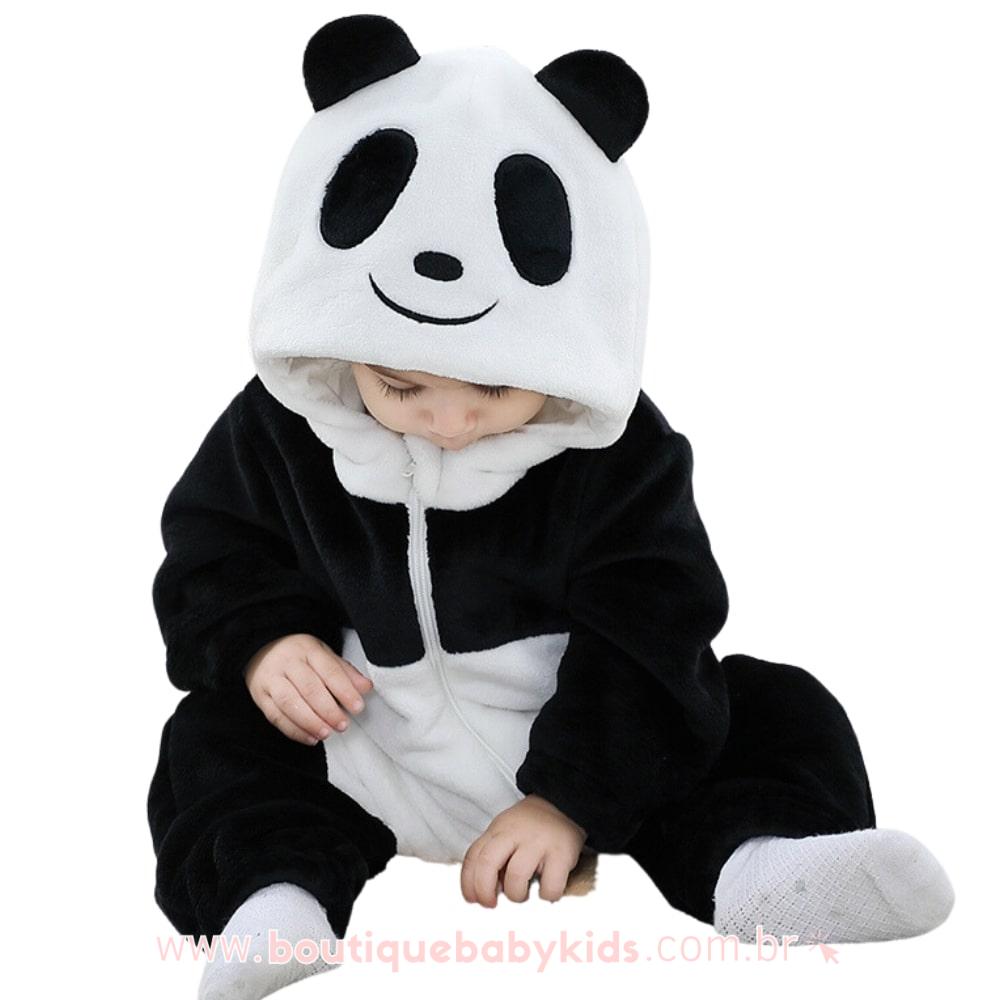 Macacão Bebê Fantasia Ursinho Panda 1