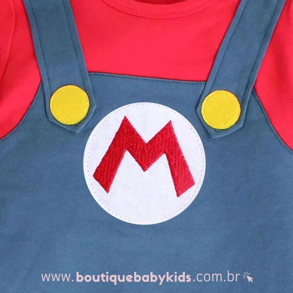 Macacão Bebê Fantasia Mario Bros e Luigi com Boné 6