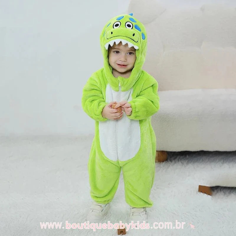 Macacão Bebê Fantasia Dino Verde 5