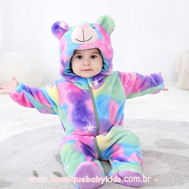 Macacão Bebê Fantasia Ursinha Multicor 3