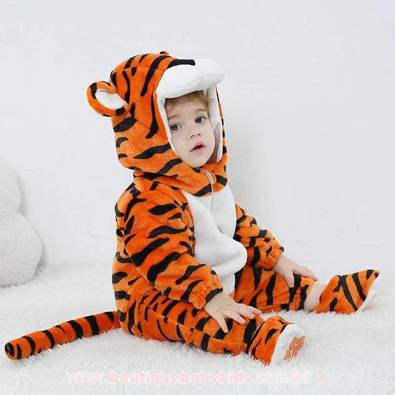 Macacão Bebê Fantasia Tigre com Botinha 2