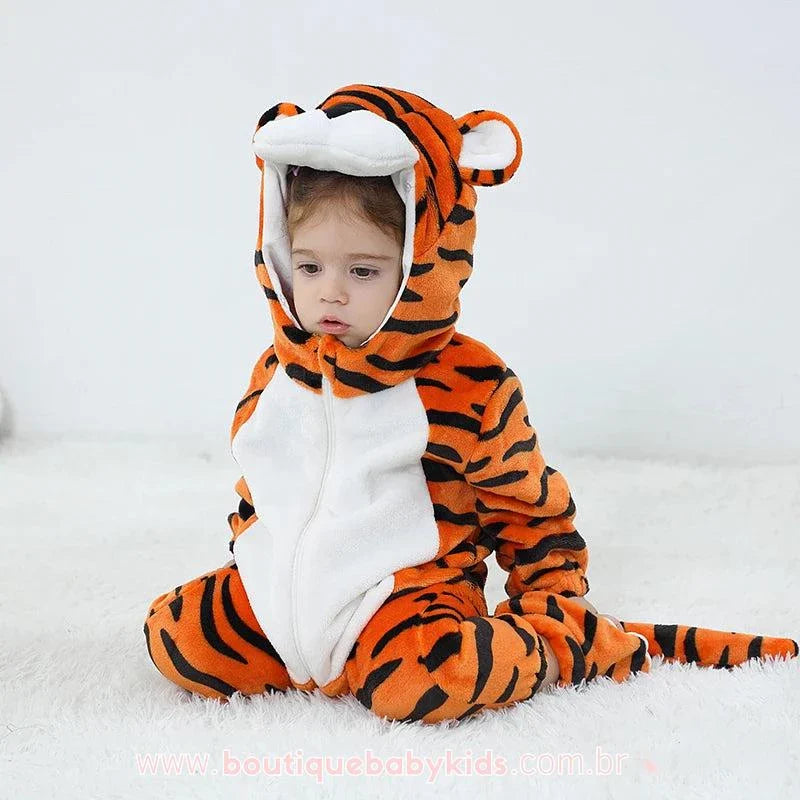 Macacão Bebê Fantasia Tigre com Botinha 5