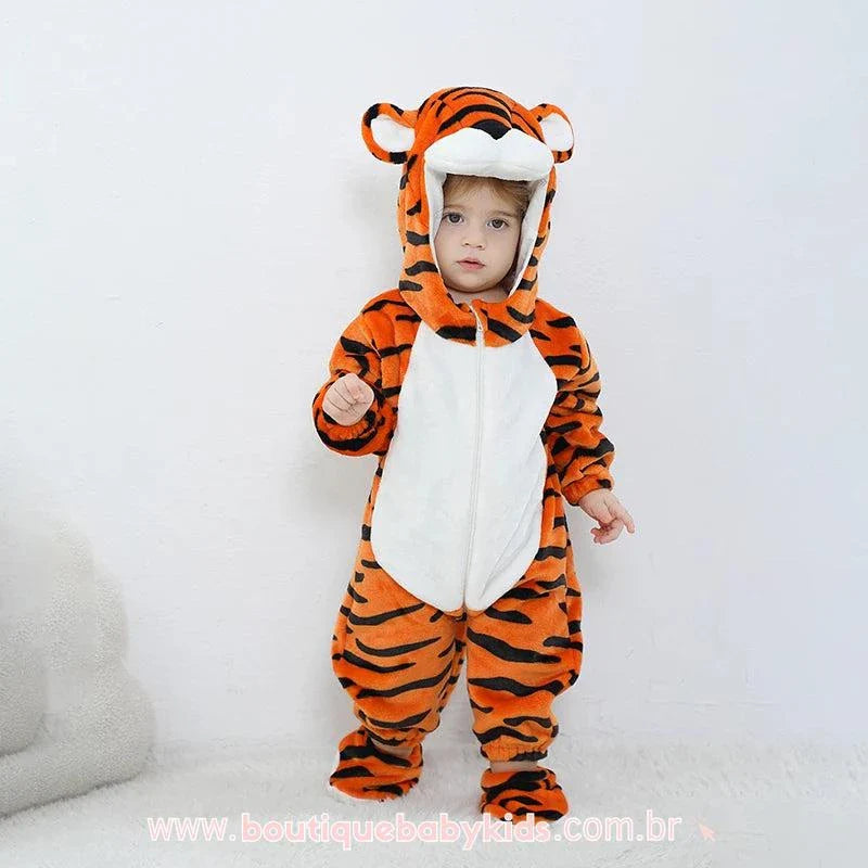 Macacão Bebê Fantasia Tigre com Botinha 3