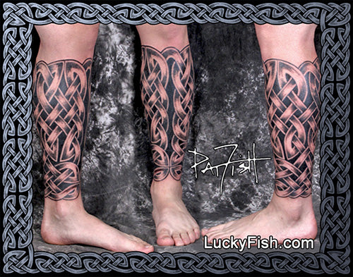 Full Celtic Knotwork Lower Leg Tattoo Luckyfish Inc And