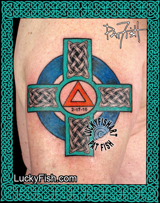 Recovery Cross Celtic AA Tattoo Design LuckyFish Art