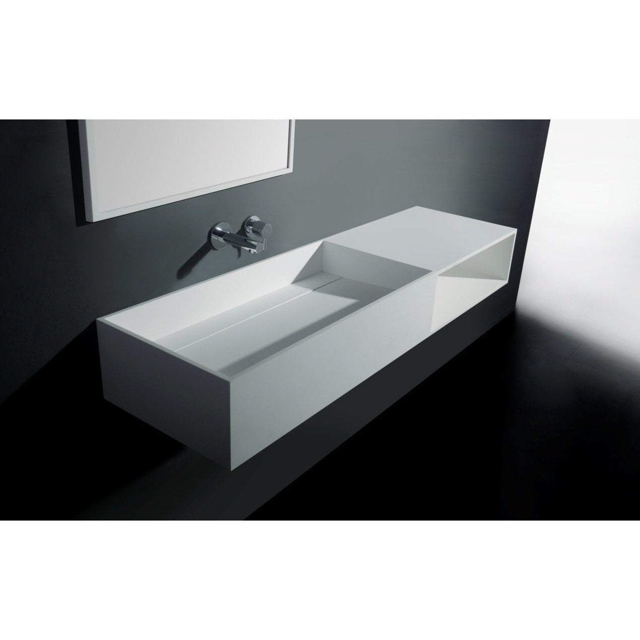 Ideavit 55 Wall Mounted Single Sink Bathroom Vanity With One Shelf White Solid Surface Ideavit Bathroom Vanities And Sink Consoles 1800 00 1900 00 54 To 60 Inches Ideavit No Returns Single Sink Solid