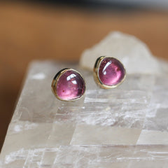 Pink Tourmaline 18K and SS Earrings