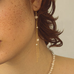 Long Pearl Wedding Earrings