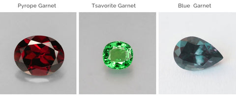 Pryope, Tsavorite and BLue Garnet Gemstones