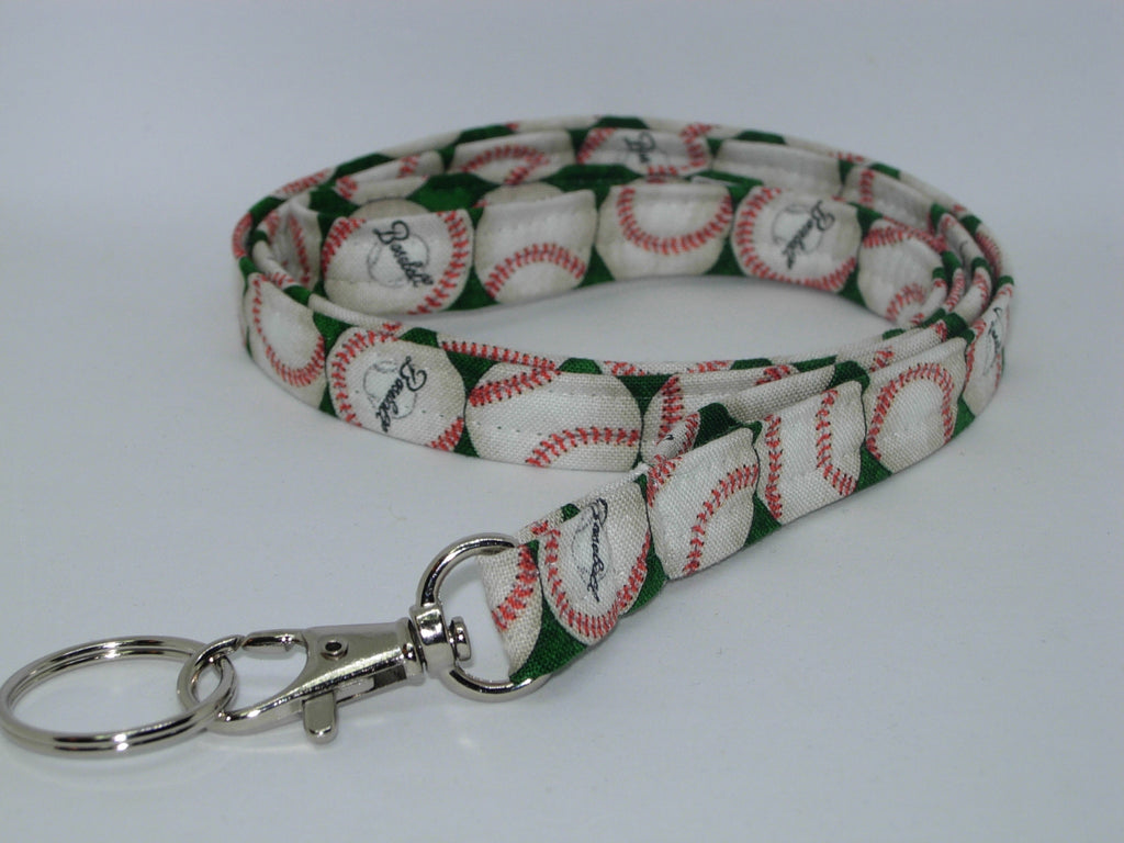 Baseball Lanyard / Baseballs on Green / Sports Key Chain / Coach Key F –  Bow Tie Expressions