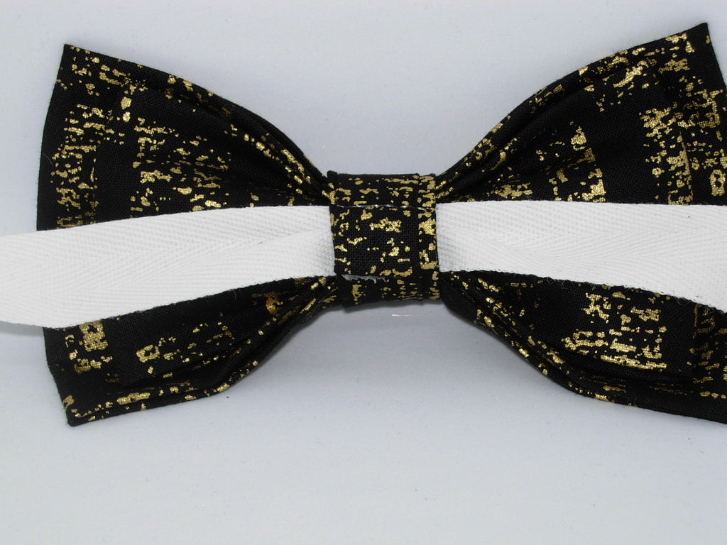 Gold & Black Bow tie / Metallic Gold Splashes on Black / Pre-tied Bow ...