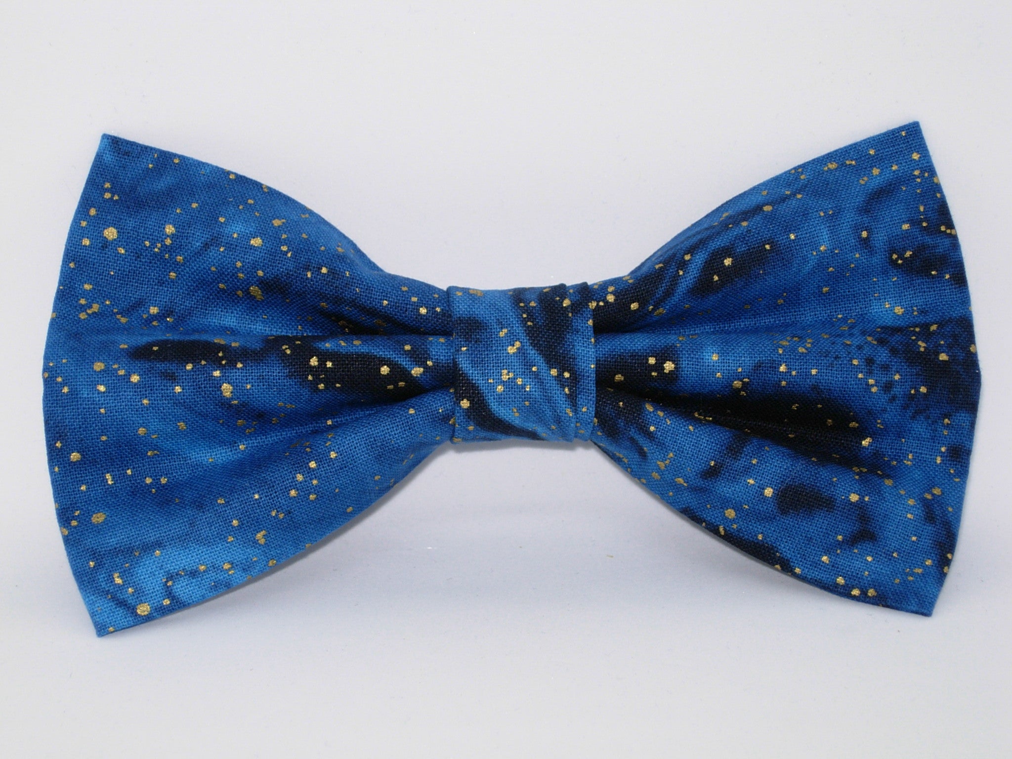 Galaxy Blue & Gold Bow tie / Metallic Gold Dust / Swirling