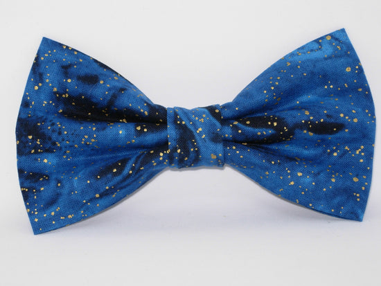 Galaxy Blue & Gold Bow tie / Metallic Gold Dust / Swirling