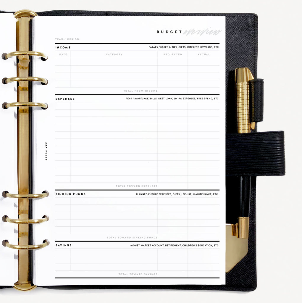 Planner Inserts - Budget Brief Finance Planner Inserts & Refill