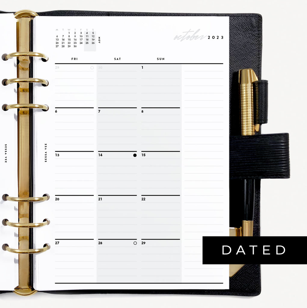 2024 WEEKLY Planner Insert Dated WO2P Horizontal Lined