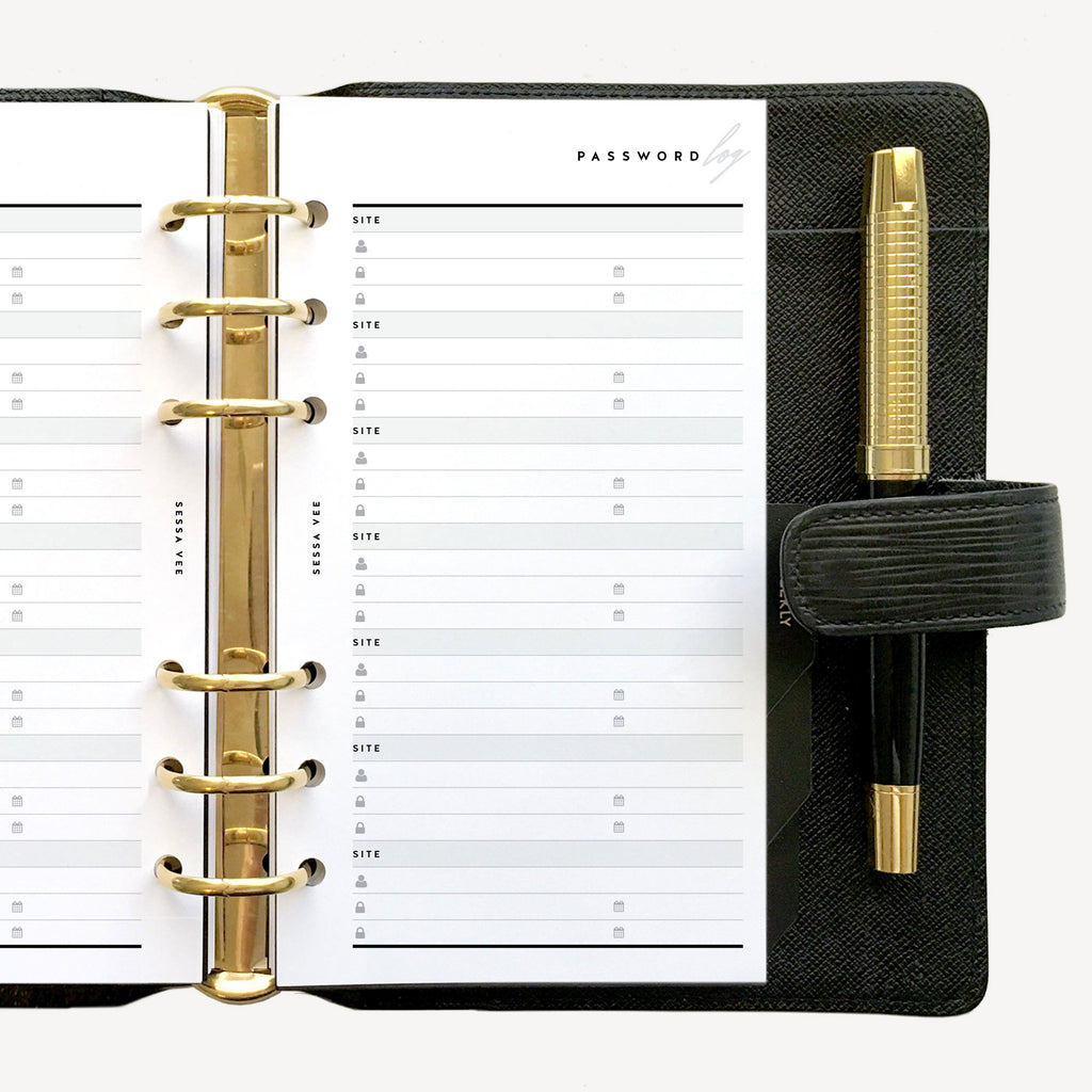 Password Log - Personal Size - Planner Inserts