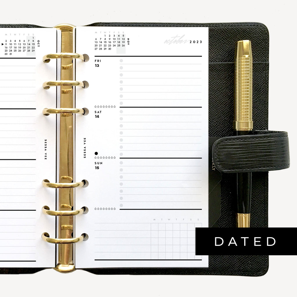 DATED Weekly Vertical Planner Inserts A5 Dated Weekly Diary Page Refill A5  Dated Calendar classic:week5 