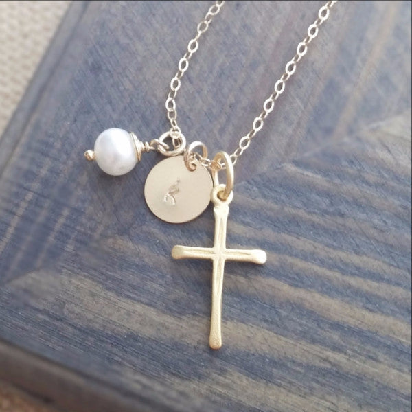 Personalized Gold Cross Necklace - Gracefully Made