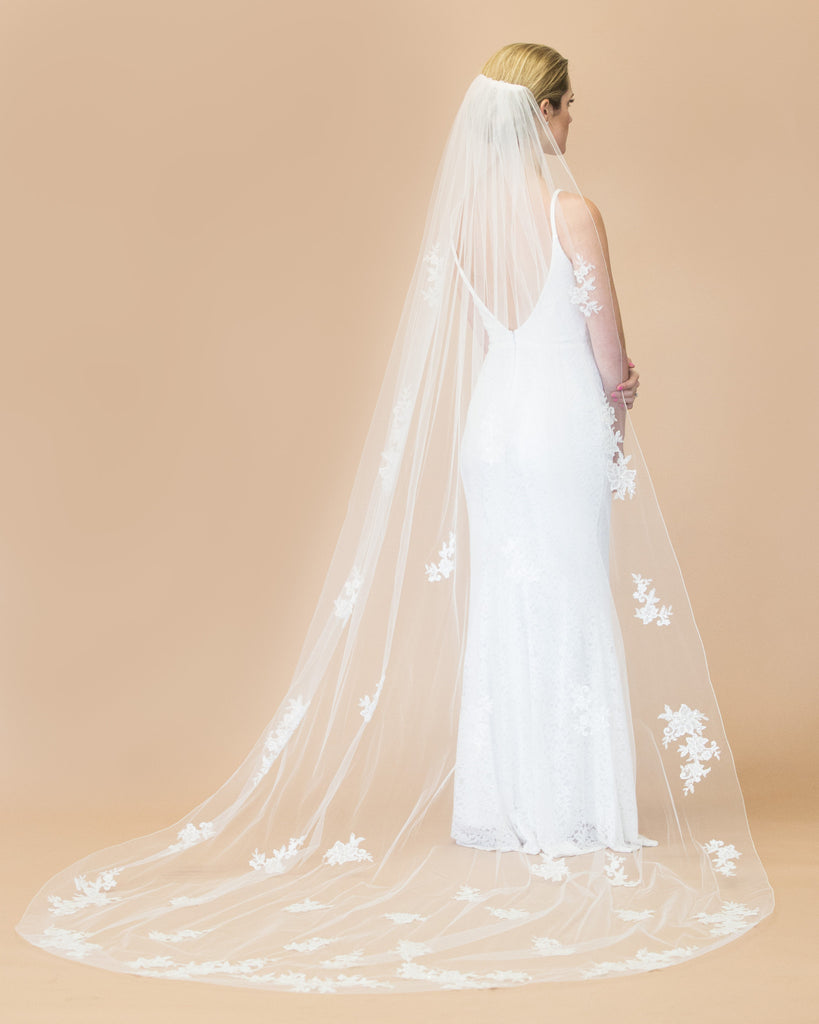 beaded lace wedding veils