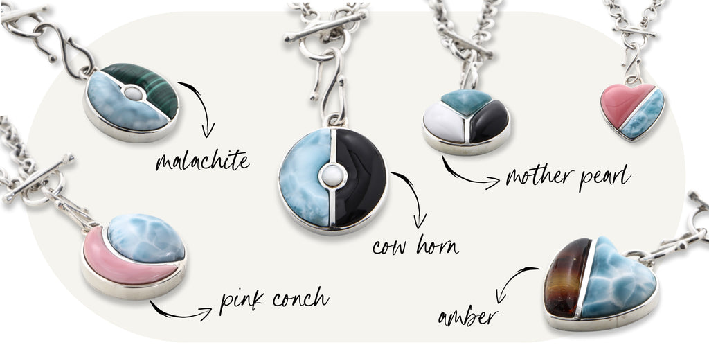 Larimar silver charms from Salinas Collections