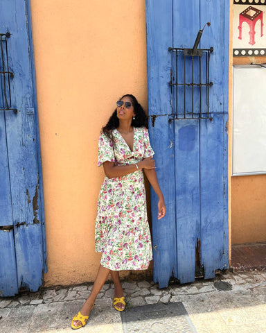 Walking the Zona Colonial of Santo Domingo with my unique Larimar pieces.