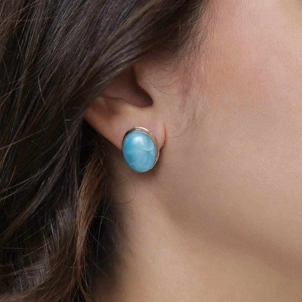 Larimar 14k Gold Earrings Haily The Larimar Shop