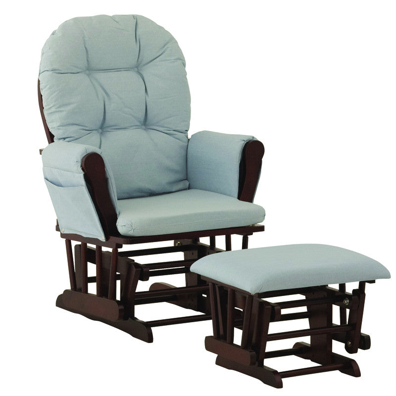 Storkcraft 06550-634 Hoop Glider And Ottoman Cherry W/light Blue Cushions