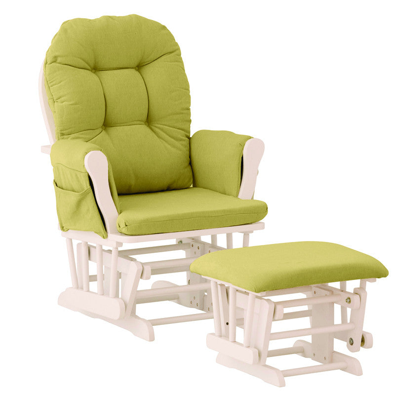 Storkcraft 06550-641 Hoop Glider & Ottoman-white W/green Cushions