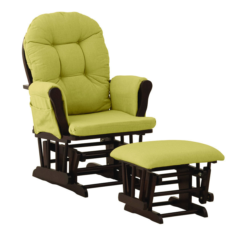 Storkcraft 06550-649 Hoop Glider & Ottoman-espresso W/green Cushions