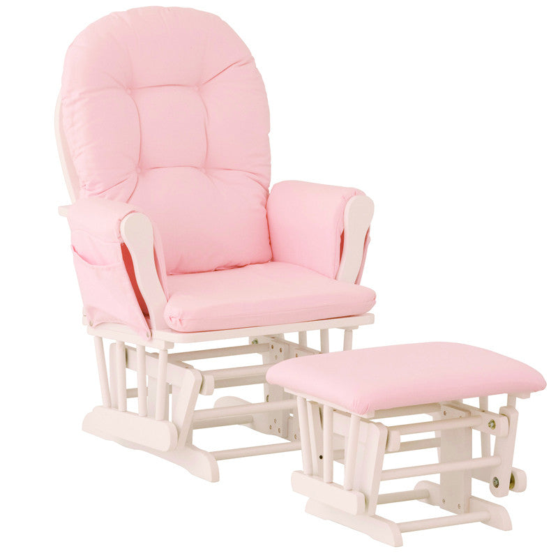 Storkcraft 06550-661 Hoop Glider & Ottoman-white W/ Pink Cushions