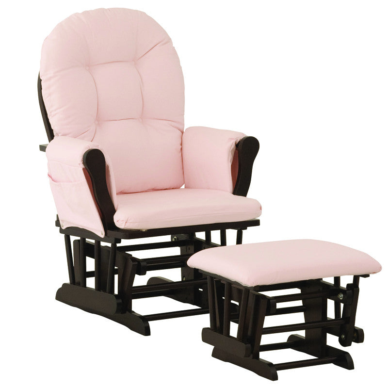 Storkcraft 06550-669 Hoop Glider & Ottoman -espresso W/ Pink Cushions