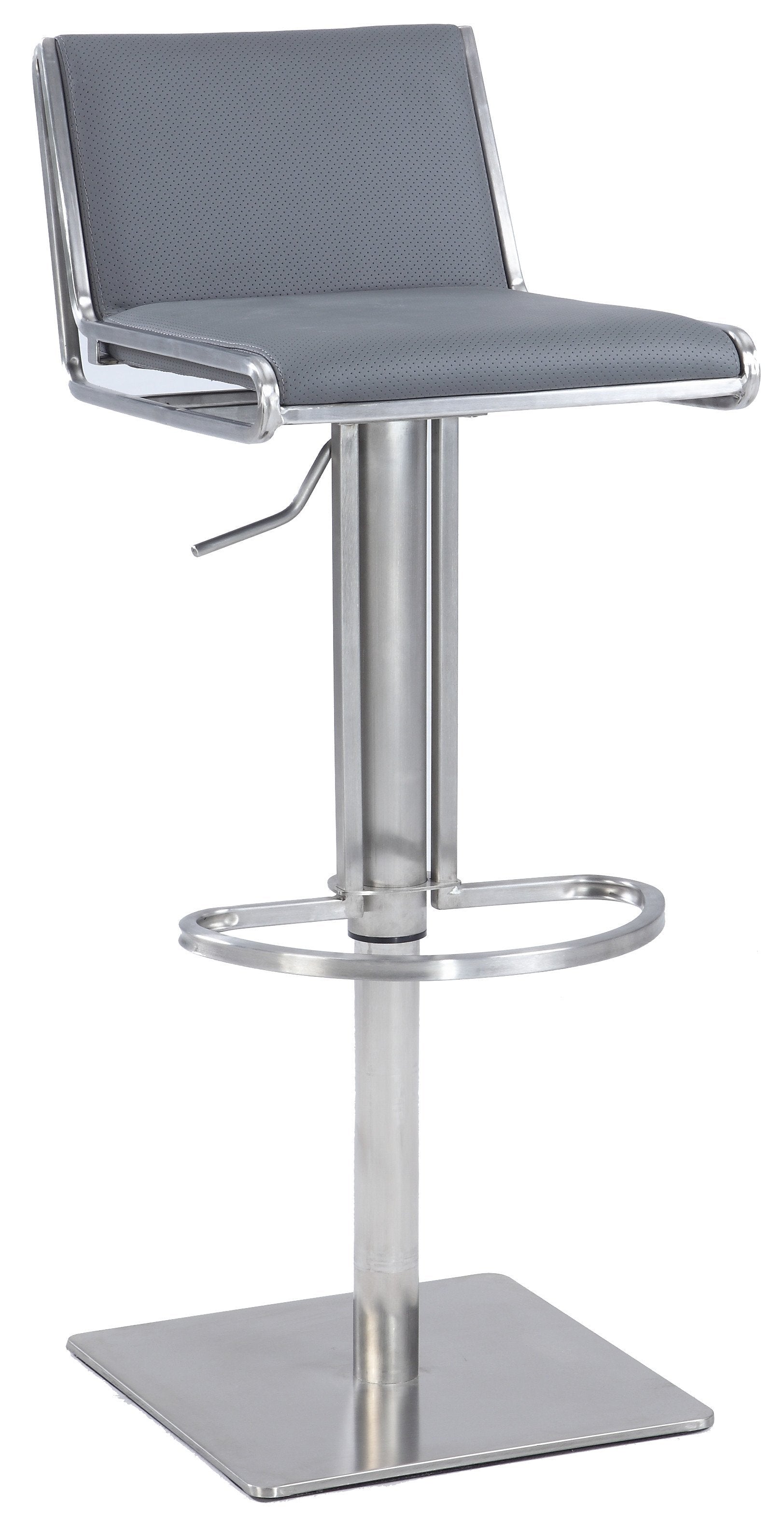 Chintaly 0896-as-gry Slanted Backrest Contemporary Pneumatic Stool